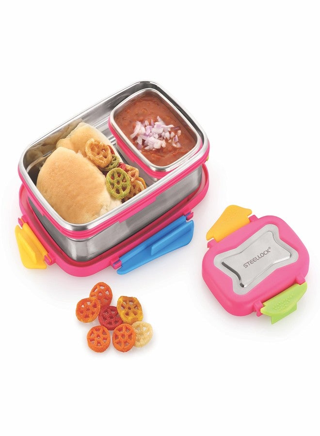 STEELLOCK Smart Stainless Steel Tiffin Lunch Box 2pc Set for Kids and Adults - Airtight Leakproof Rectangle Combo with Steel Lids - Juliet 750ml & 170ml for School & Office - Image 3